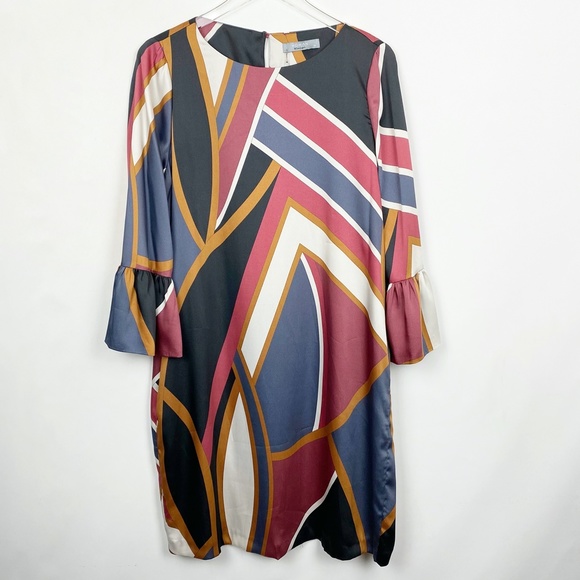 El Corte Ingles Ruffle Sleeve Flowing Dress Printe - Picture 1 of 16